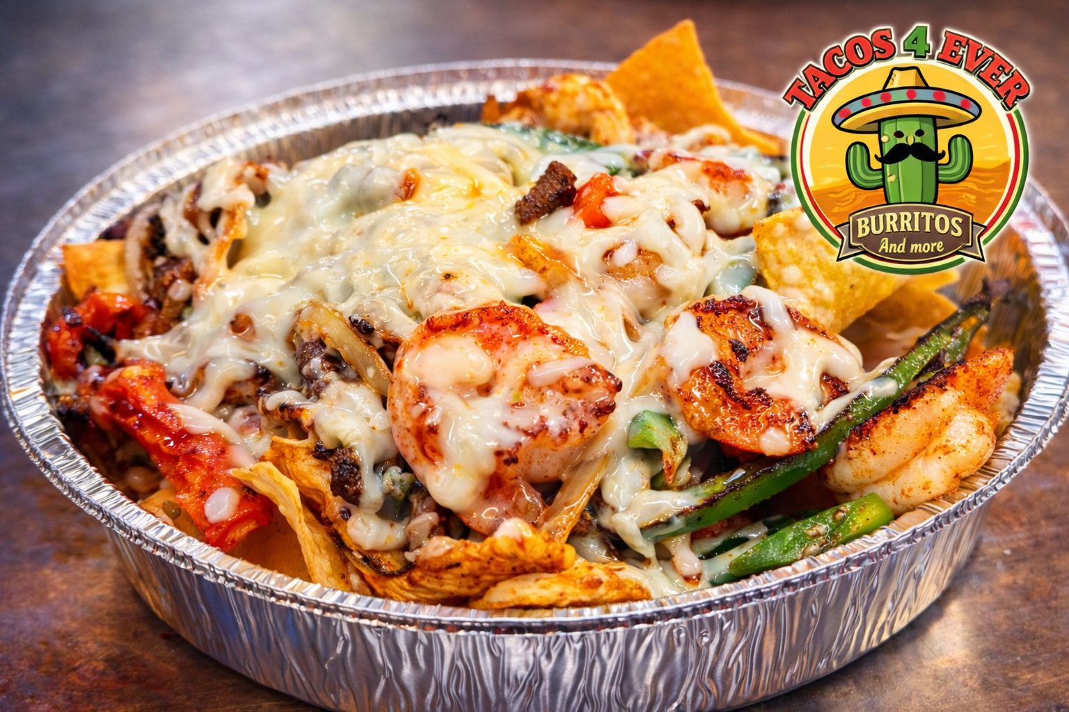 Fajita Nachos Chicken, Steak or Shrimp.