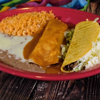 One Bean Tostada, One Bean Burrito and One Cheese Quesadilla