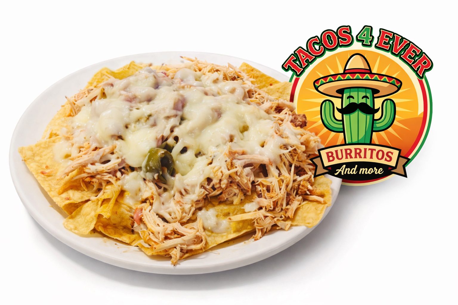 Shredded Chicken Nachos.