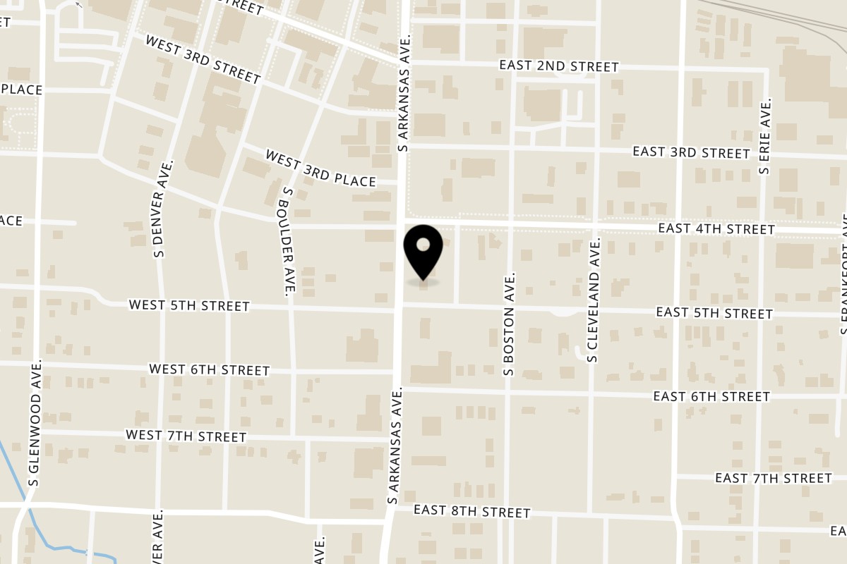 Map showing the location of Tacos 4 Ever Burritos & More on 407 S Arkansas Ave in Russellville